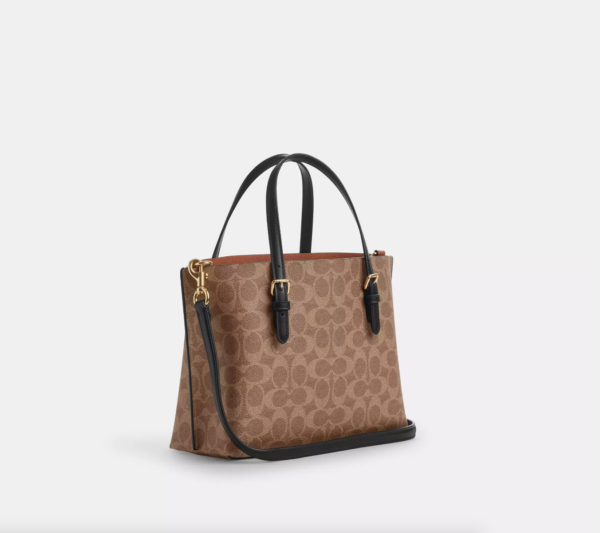Coach Mollie Tote Bag 25 In Signature Canvas (Tan Black) - Image 3