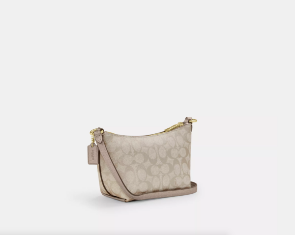 Coach Zip Top Crossbody Bag In Signature Canvas (Champagne) - Image 4