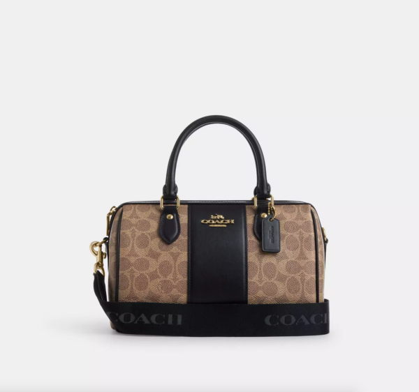 [Pre Order]- Coach Rowan Satchel Bag In Signature Canvas (Tan Black)