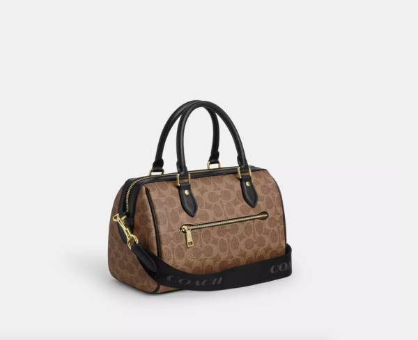 [Pre Order]- Coach Rowan Satchel Bag In Signature Canvas (Tan Black) - Image 4