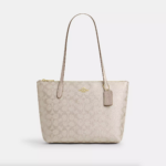 Coach Fiona Zip Tote Bag In Signature Canvas (Champagne Multi)