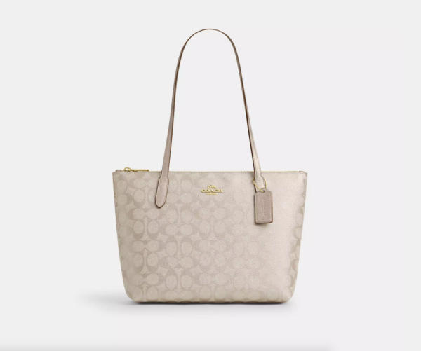 Coach Fiona Zip Tote Bag In Signature Canvas (Champagne Multi)