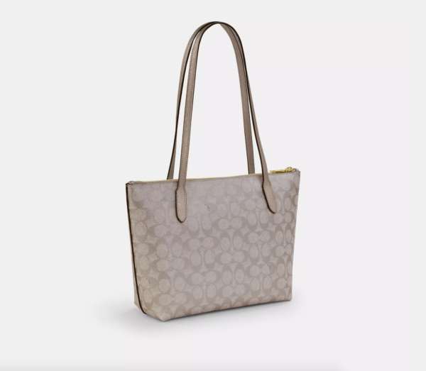 Coach Fiona Zip Tote Bag In Signature Canvas (Champagne Multi) - Image 4