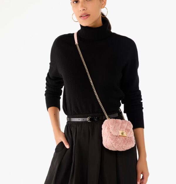Pre Order-Kate Spade Carey Faux Fur Quilted Micro Flap Crossbody(Pink) - Image 3