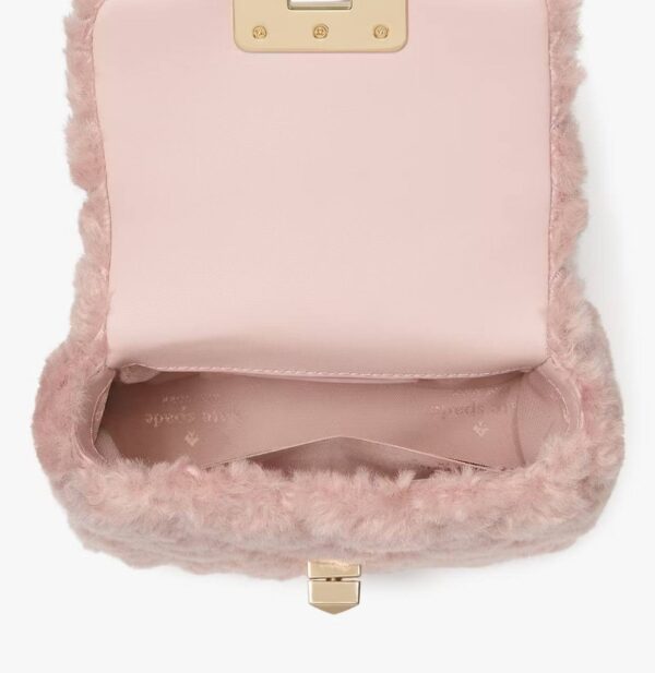 Pre Order-Kate Spade Carey Faux Fur Quilted Micro Flap Crossbody(Pink) - Image 4