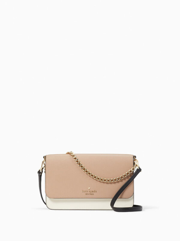 Pre Order-Kate Spade Madison Colorblock Saffiano Leather Flap Convertible Crossbody (Hazelnu)