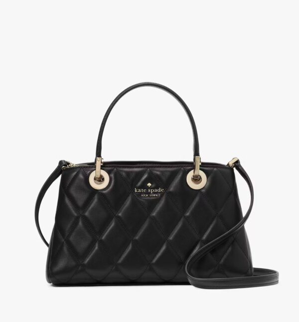 Kate Spade Carey Smooth Quilted Leather Small Sullivan Satchel (Black)
