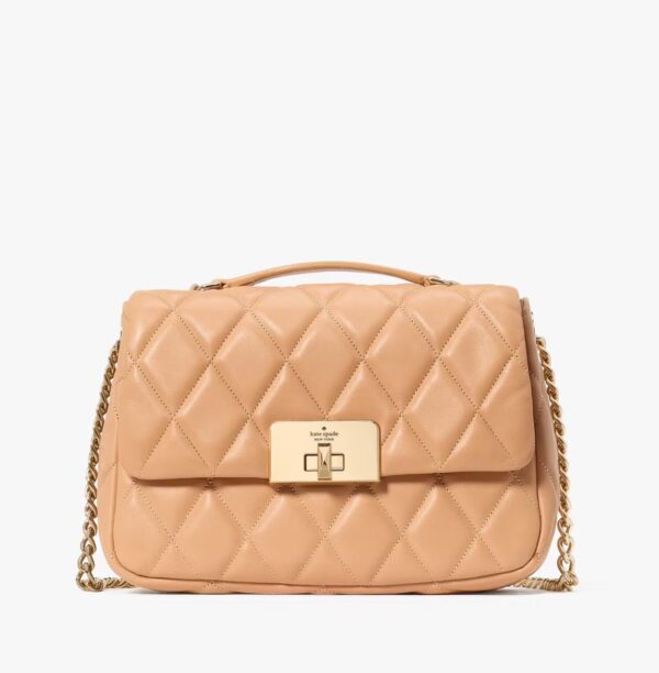 Kate Spade Carey Quilted Leather Small Flap Crossbody(Tiramisu)