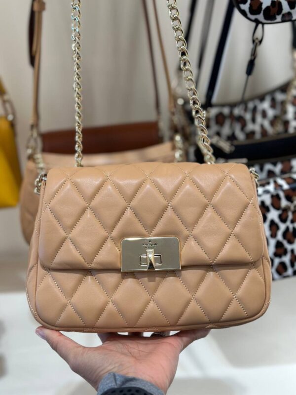 Kate Spade Carey Quilted Leather Small Flap Crossbody(Tiramisu) - Image 4