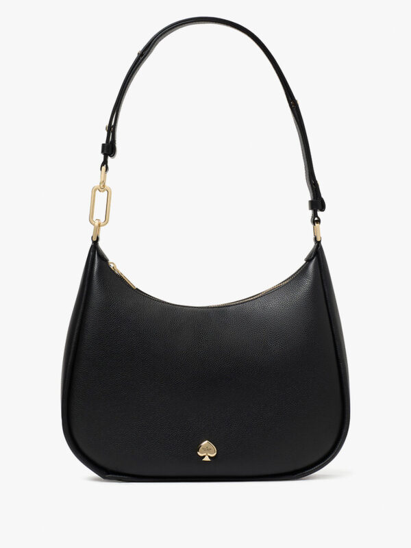 Kate Spade Kayla Pebbled Leather Chain Link Convertible Crossbody (Black)