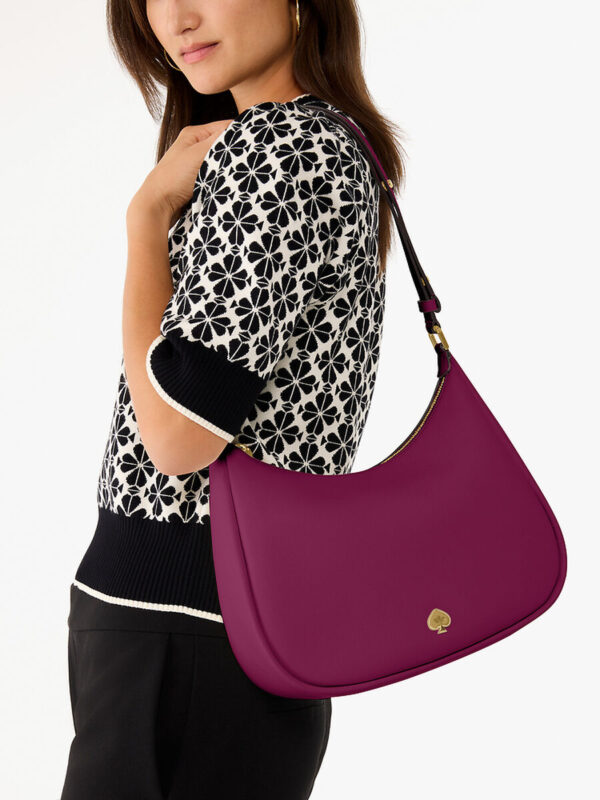 Kate Spade Kayla Pebbled Leather Chain Link Convertible Crossbody (Dark Raspberry) - Image 5