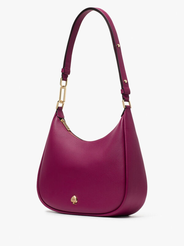Kate Spade Kayla Pebbled Leather Chain Link Convertible Crossbody (Dark Raspberry) - Image 4