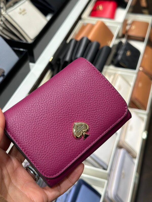 Kate Spade Kayla Pebbled Leather Small L-Zip Wallet (Raspberry)