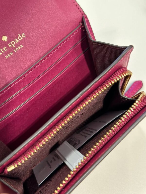 Kate Spade Kayla Pebbled Leather Small L-Zip Wallet (Raspberry) - Image 2
