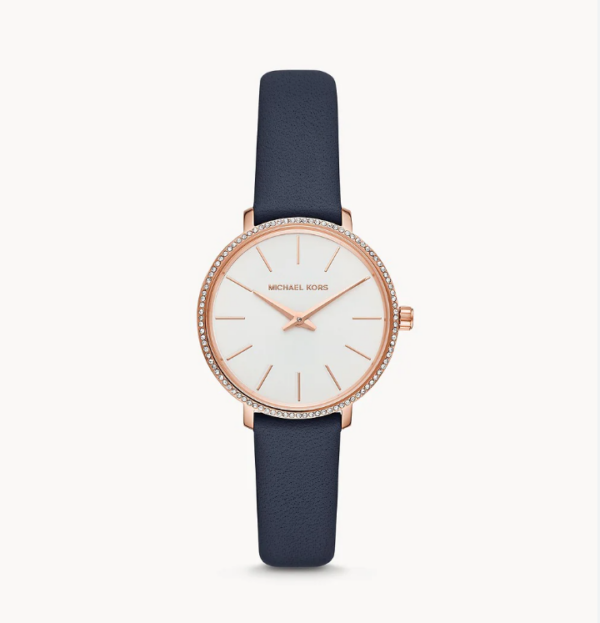 Michael Kors Women's Pyper Three-Hand Blue Leather Watch (MK2804)
