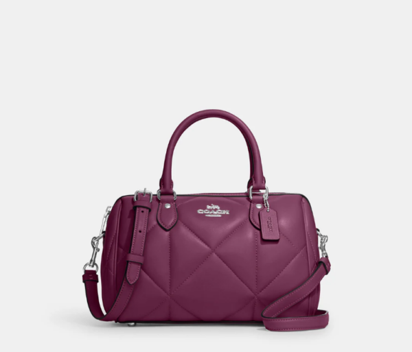 Coach Rowan Satchel With Puffy  Diamond Quilting (Deep Berry) RSKF