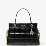 Michael Kors Susan Medium Quilted Leather Satchel (Black)