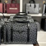 Michael Kors Jet Set Travel Medium Logo Jacquard Duffle Bag(Black) CRAZY DEAL