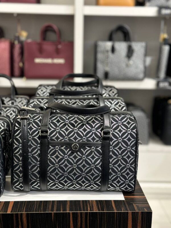 Michael Kors Jet Set Travel Medium Logo Jacquard Duffle Bag(Black) CRAZY DEAL