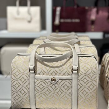 Michael Kors Jet Set Travel Medium Logo Jacquard Duffle Bag(Cream) CRAZY DEAL