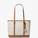 Michael Kors Jet Set Travel Small Logo Top-Zip Tote Bag (Vanilla)