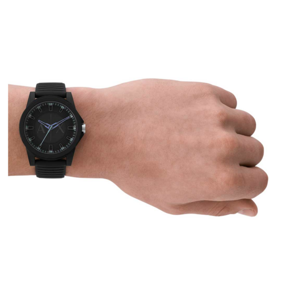 Armani Exchange Three-Hand Black Silicone Watch AX2533 - Image 2