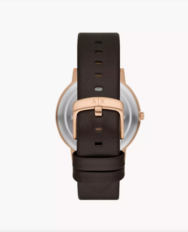 Armani Exchange Two-Hand Brown Leather Watch (Brown) - Image 2
