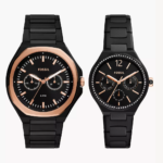 Fossil His and Her Multifunction Black Stainless Steel Watch Set(BQ2645 Set)
