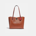 Coach Willow Tote In Colorblock with Signature Canvas Interior (Tan) - Boutique Collection