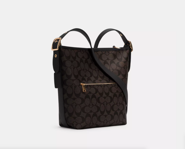 Coach Val Duffle Bag In Signature Canvas (Brown Black) - Image 4