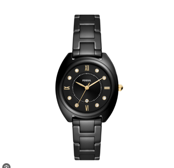 Fossil Gabby Three-Hand Date Black Stainless Steel and Ceramic Watch(CE1114)