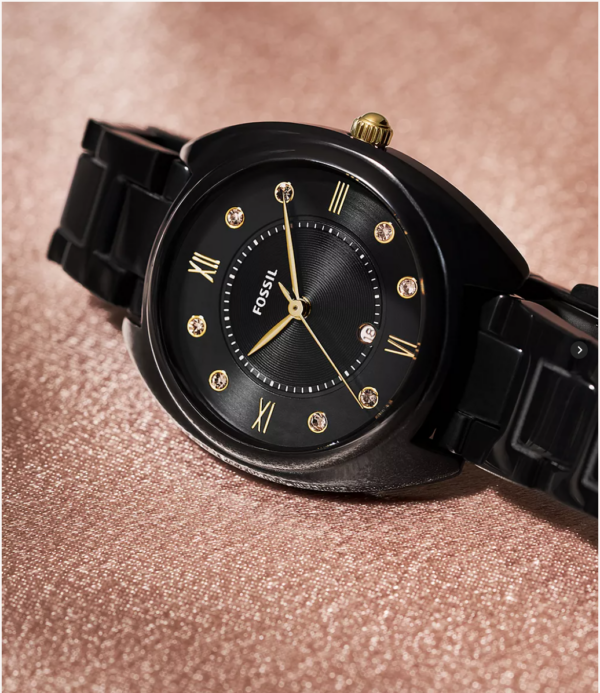 Fossil Gabby Three-Hand Date Black Stainless Steel and Ceramic Watch(CE1114) - Image 5