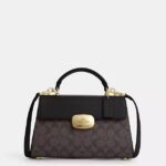 Coach Eliza Top Handle Bag In Signature Canvas (Brown Black)