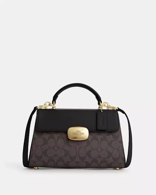 [Pre Order]-Coach Eliza Top Handle Bag In Signature Canvas (Brown Black) DON'T MISS OUT BEST DEAL