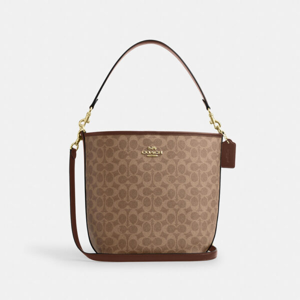 Coach City Large Bucket Bag In Signature Canvas (Tan Brown)