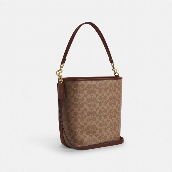 Coach City Large Bucket Bag In Signature Canvas (Tan Brown) - Image 4