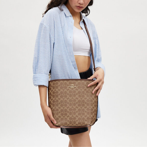 Coach City Large Bucket Bag In Signature Canvas (Tan Brown) - Image 2