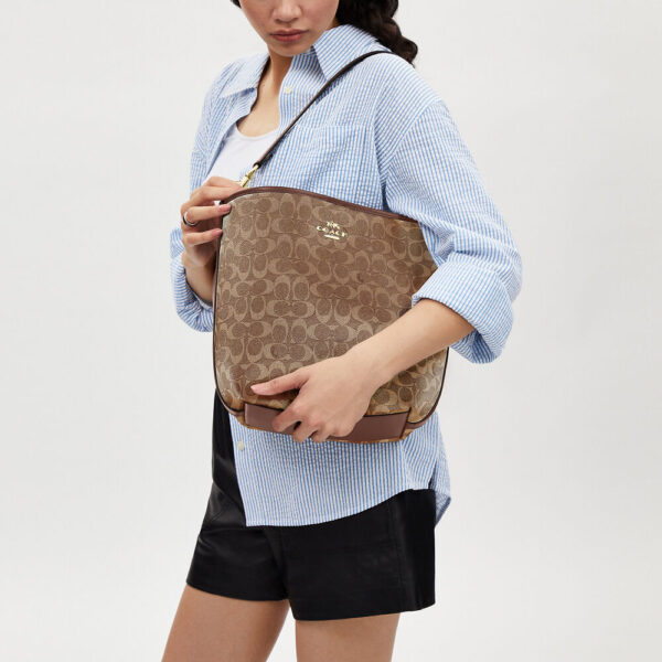 Coach City Large Bucket Bag In Signature Canvas (Tan Brown) - Image 6