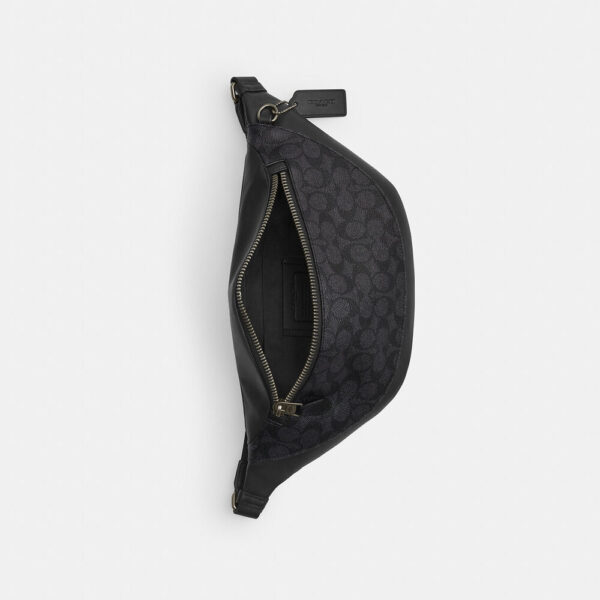 Coach Warren Belt Bag In Signature Canvas (Charcoal Black) - Image 3