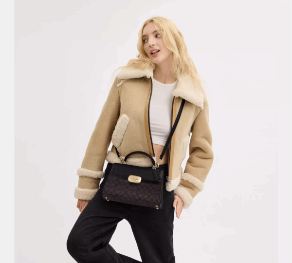 [Pre Order]-Coach Eliza Top Handle Bag In Signature Canvas (Brown Black) DON'T MISS OUT BEST DEAL - Image 3