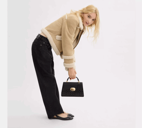 [Pre Order]-Coach Eliza Top Handle Bag In Signature Canvas (Brown Black) DON'T MISS OUT BEST DEAL - Image 4