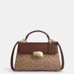 Coach Eliza Top Handle Bag In Signature Canvas (Tan Brown)