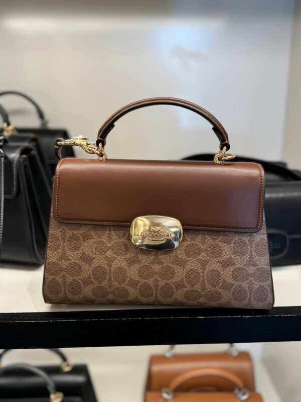 Coach Eliza Top Handle Bag In Signature Canvas (Tan Brown) - Image 2