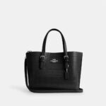 Coach Mollie Tote Bag 25 in Crocodile Embossed Leather (Black)