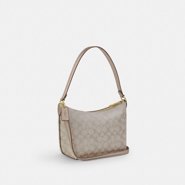 Coach Zip Top Shoulder Bag In Signature (Champagne) - Image 6
