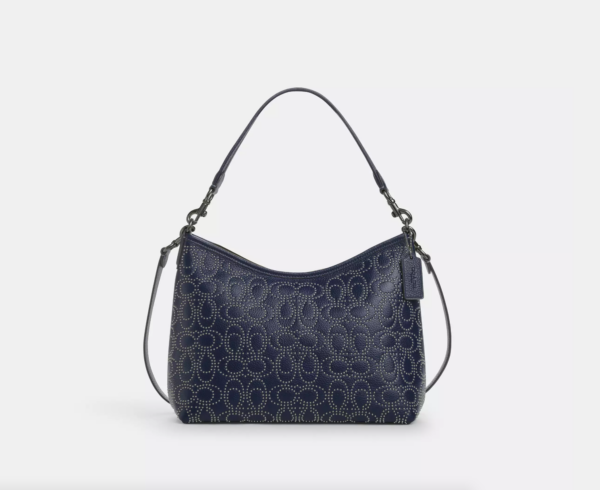 Coach Laurel Shoulder Bag With Signature Rivets (True Navy)