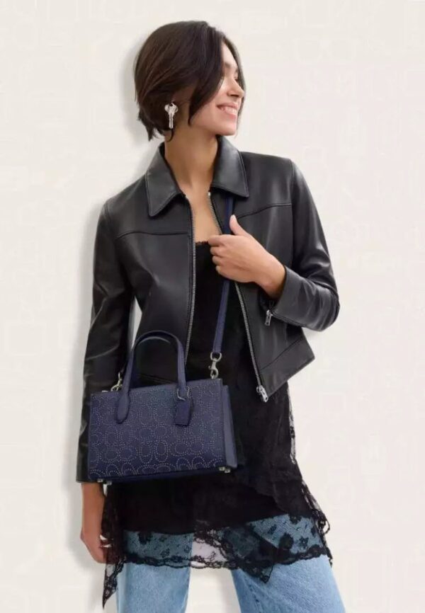Coach Nina Small Tote Bag With Signature Rivets(Black) - Image 3