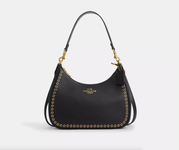 [Pre Order] - Coach Teri Hobo Bag With Grommets (Black)