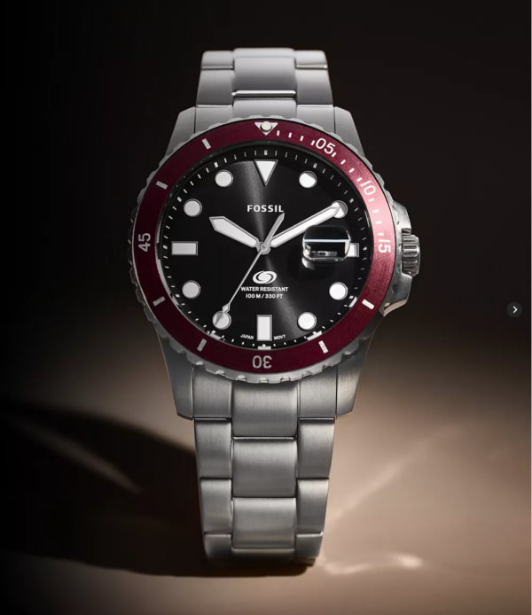 Fossil Fossil Blue Dive Three-Hand Date Stainless Steel Watch (FS6013) - Image 4