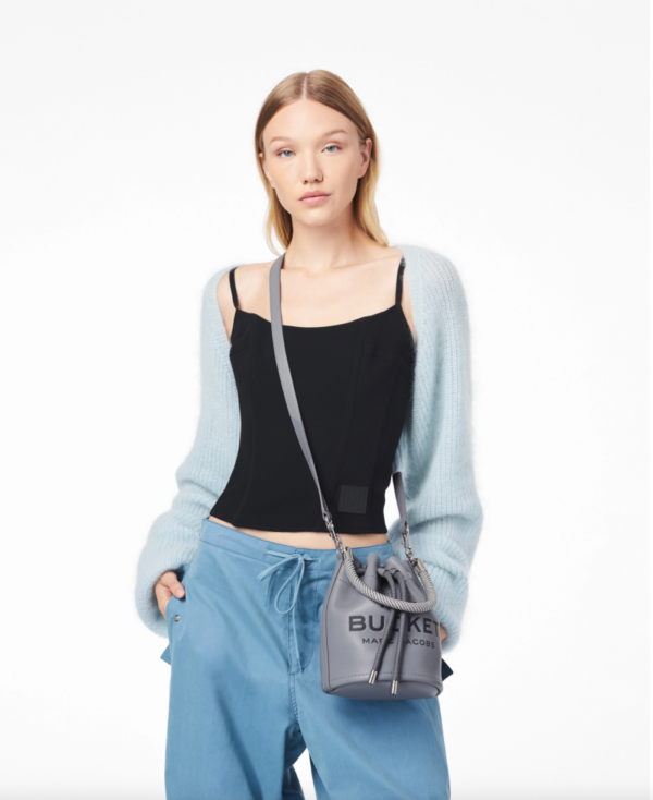 Marc Jacobs The Leather Bucket Bag (Wolf Grey)- Boutique Collection - Image 2